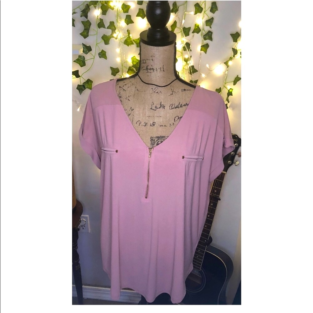 Perch by blu pepper pink blouse with goldtone